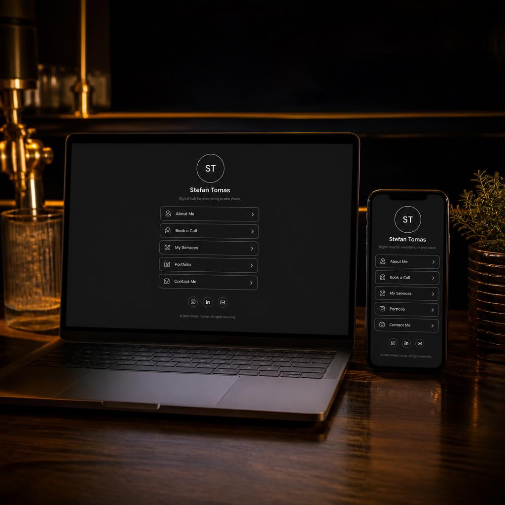 Computador e smartphone a mostrar o hub digital de um restaurante